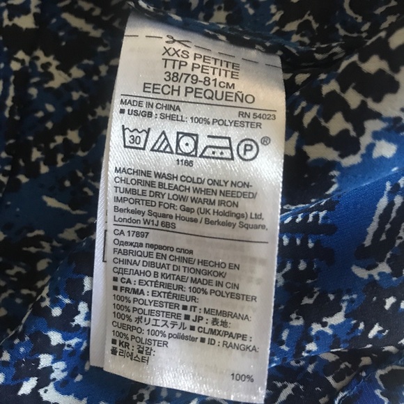 New Banana Republic Black Blue Blouse Top XXSP - Picture 5 of 5